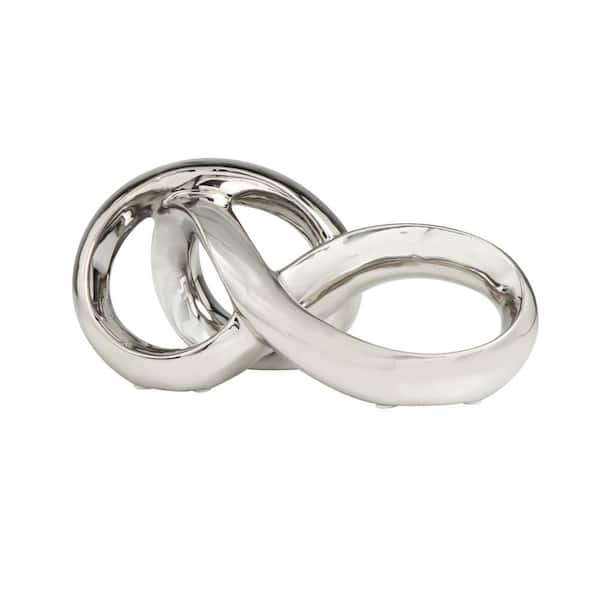 Litton Lane 5 in. x 5 in. Silver Ceramic Infinity Loop Abstract Sculpture