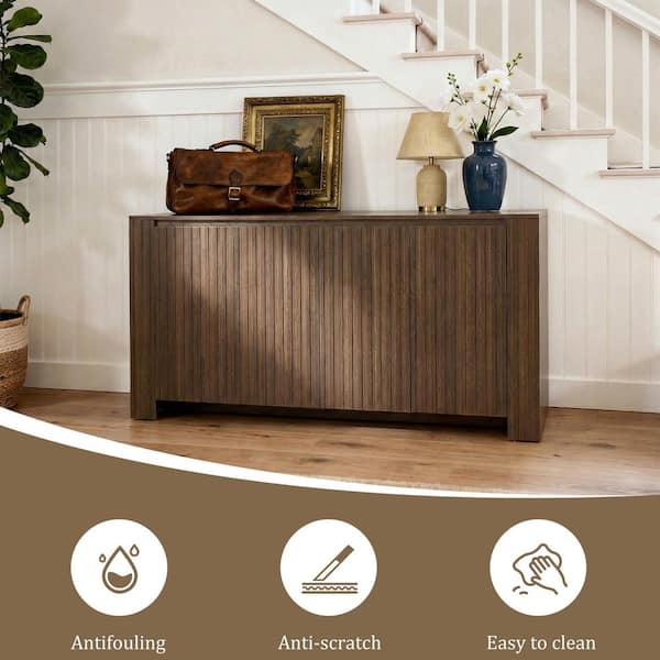 Uixe Chocolate 31.69 in. H 4 Doors Accent Storage Cabinet With 2
