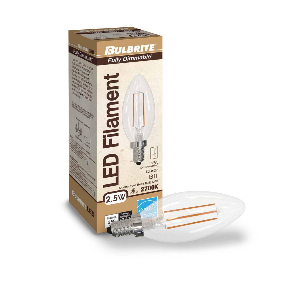 Clear Dimmable LED Filament Candelabra Bulbs 4-Pack
