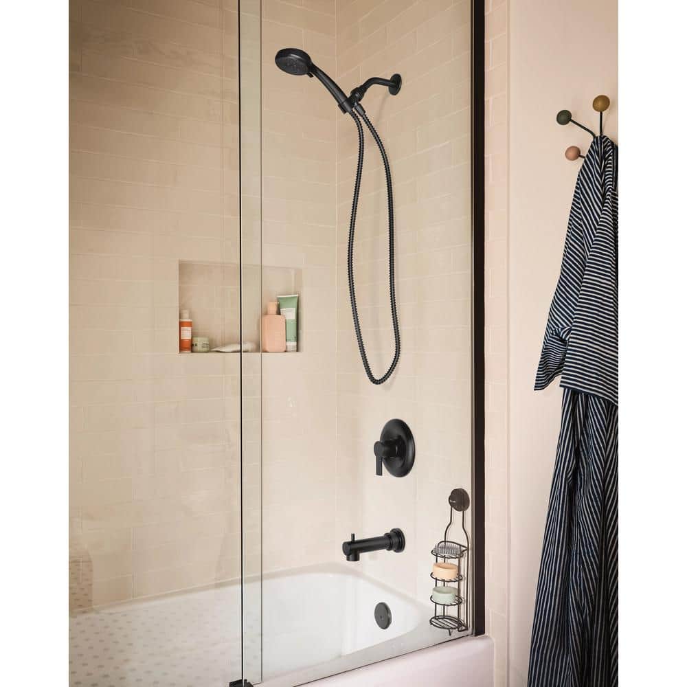 Matte Black Wall Mounted Handheld Shower Faucet Set