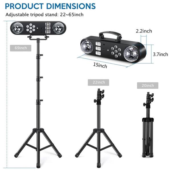 Lukyamzn 5 in 1 Party Bar Light Set with Stand, Rotating Ball, Strobe, UV, Colorful and Pattern, Sound Activated Lighting System