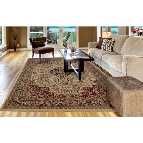 Silk Road Ivory 9 ft. x 13 ft. Medallion Area Rug