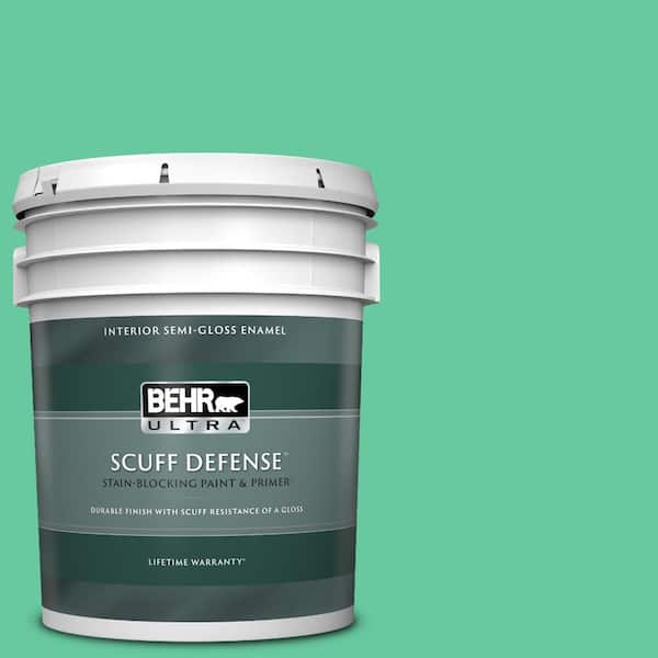 BEHR ULTRA 5 gal. #470B-4 Intense Jade Extra Durable Semi-Gloss Enamel Interior Paint & Primer