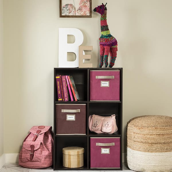 35.88 in. H x 24.13 in. W x 11.89 in. D Dark Brown Wood Look 6-Cube Organizer