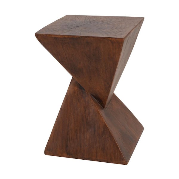 Dark Brown Hourglass-Shaped Magnesium Oxide Outdoor Side Table, Modern Sculptural Accent Table for Patio