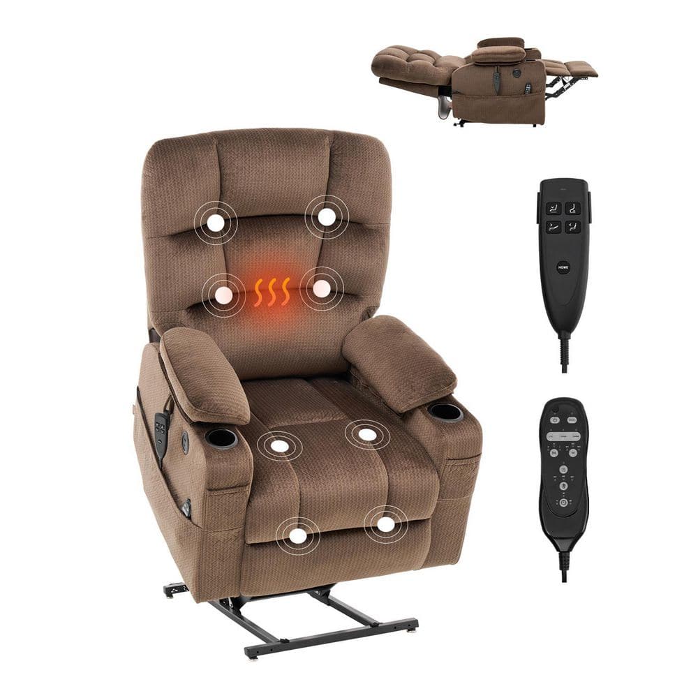 Power Lift Recliner Chair for Elderly, Dual Motor with Heat and Massage, USB Port, Infinite Position Adjustment, Brown price history on PriceWatchPro