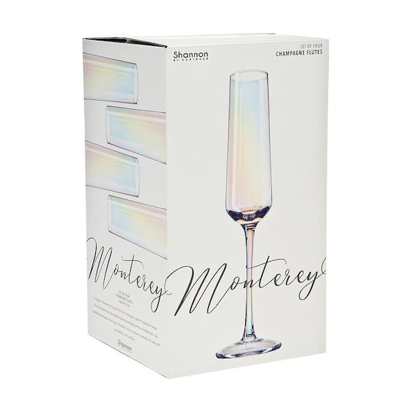 Four modern champagne flutes