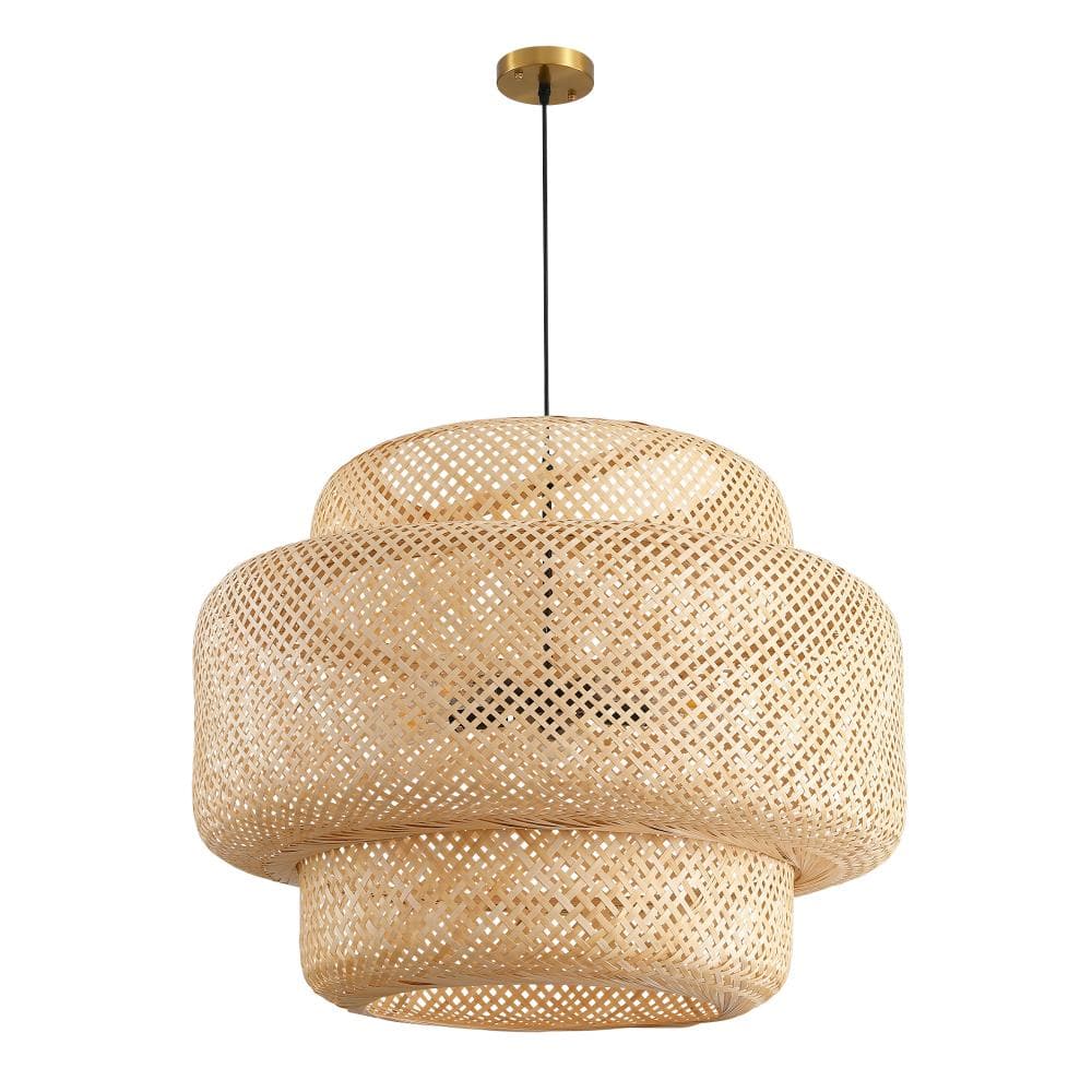 5 Lights Indoor 3-Tier Handwoven Bamboo Pendant Light, 31.5 Inch Boho Ceiling Light with Adjustable Height (No bulbs) price history on PriceWatchPro