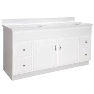 Concord 61 in. 2-Door 4-Drawer Bathroom Vanity in White with Cultured Marble Solid White Top (Ready to Assemble)