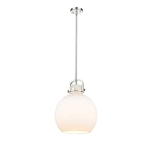 Newton Sphere 100-Watt 1 Light Polished Nickel Shaded Pendant Light with Frosted glass Frosted Glass Shade