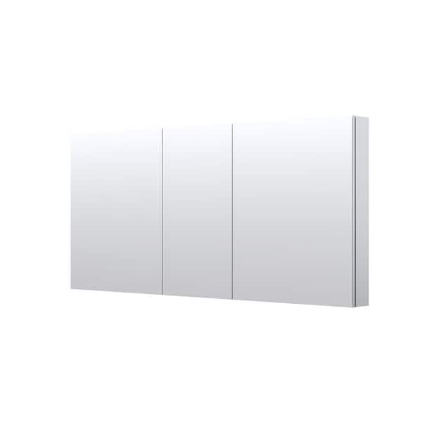 64 in. W x 30 in. H Rectangular Medicine Cabinet with Mirror in Silver with Adjustable Shelves, Soft-Close