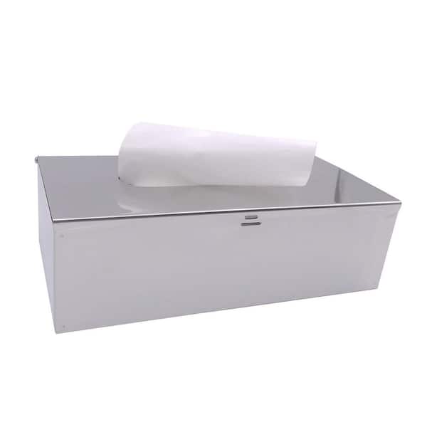 Rectangular Stainless Tissue Box Cover, Wall-Mount, Mirror Polished 18/8 Steel, 9.8 in. x 5.1 in. x 2.9 in.