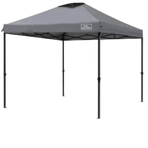 10 ft. x 10 ft. Dark Gray Pop-up-Canopy-Tent, 3 Adjustable Height with Wheeled Carrying Bag, 4-Ropes and 4-Stakes