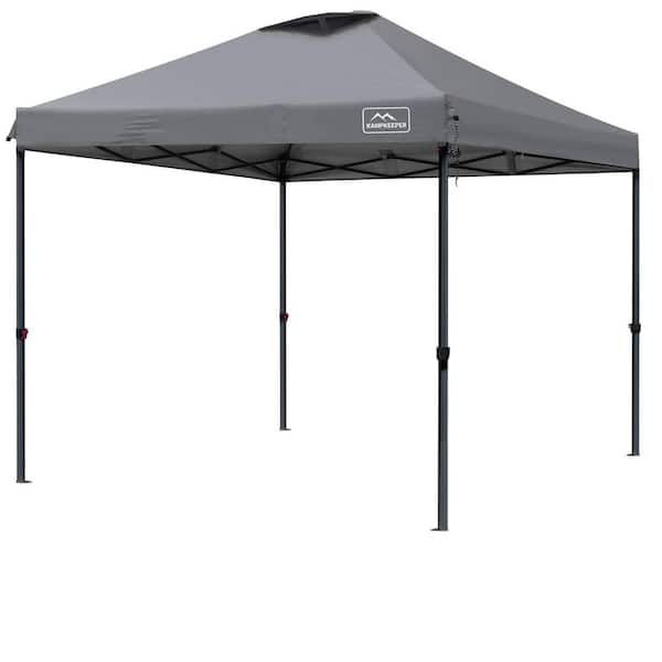 Sudzendf 10 ft. x 10 ft. Dark Gray Pop-up-Canopy-Tent, 3 Adjustable Height with Wheeled Carrying Bag, 4-Ropes and 4-Stakes
