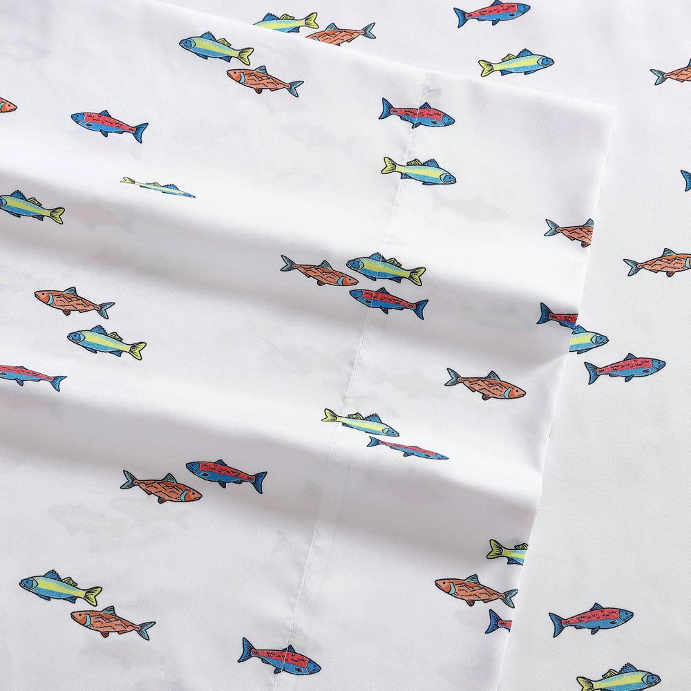 Fish Lake Twin Cotton Polyester Microfiber Sheet Set