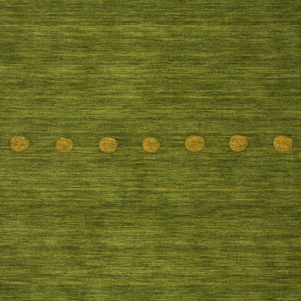 Transitional Hand-Knotted Wool Rectangular Rug in Green, 5' x 8'