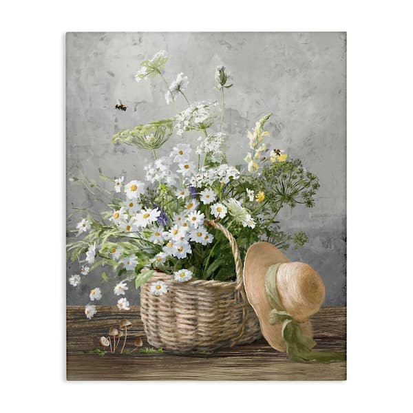 Country Daisy Basket by Danhui Nai Unframed Graphic Art Print Nature 20 in. x 16 in.