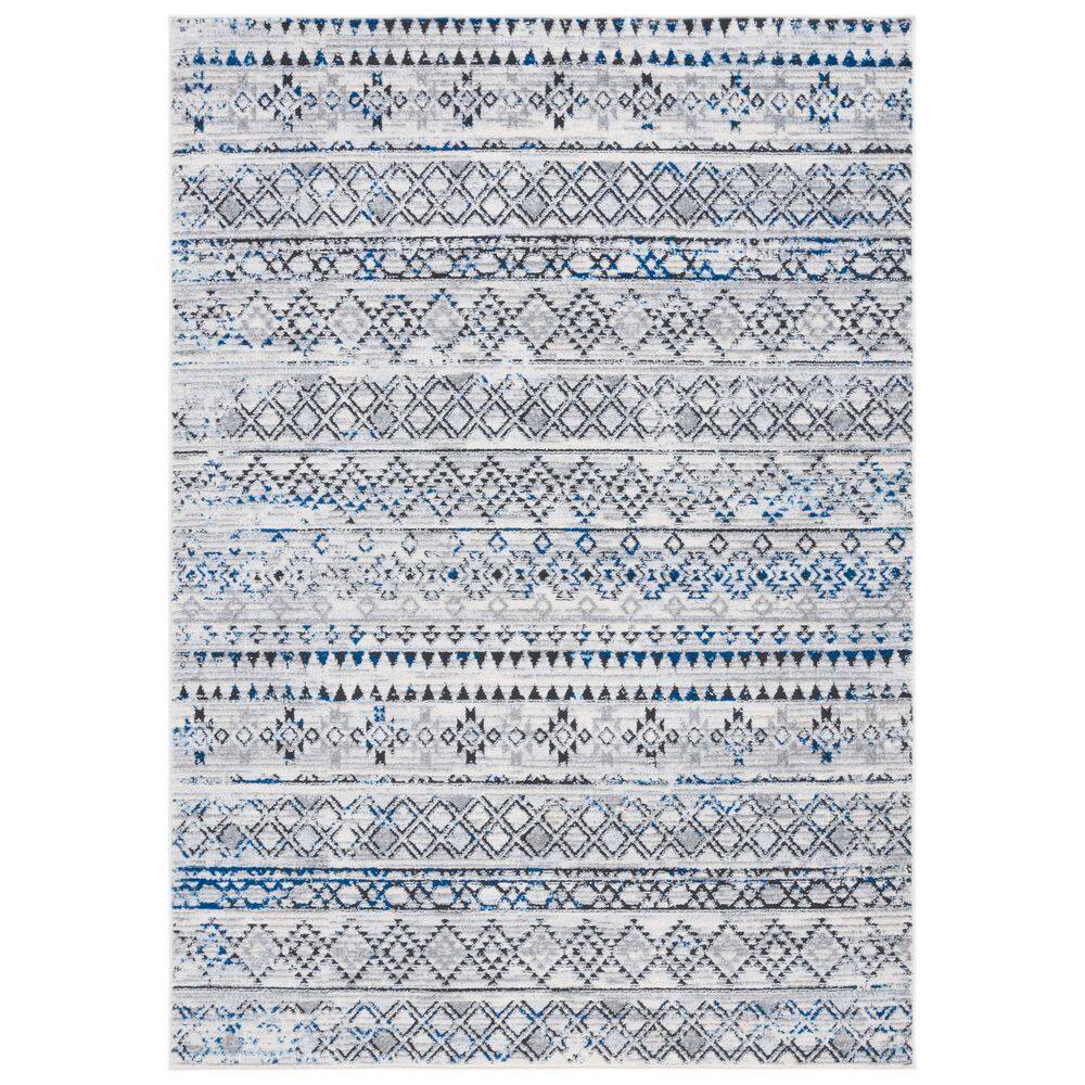Tulum 8 ft. x 10 ft. Ivory Gray/Gray Blue Geometric Striped Area Rug price history on PriceWatchPro