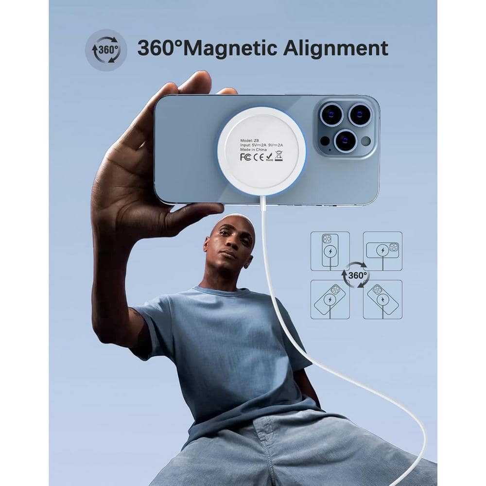 Magnetic Wireless Charger 15 W Apple Mag-Safe Charger LED Magnet Charging Pad Mag Safe Charger with Dual Charging Ports - Thumbnail 2