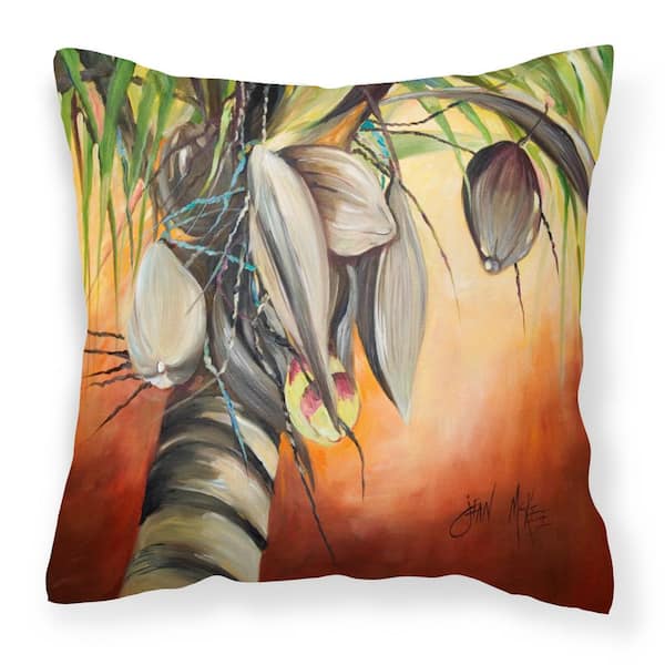 Caroline's Treasures 14 in. x 14 in. Multi-Color Lumbar Outdoor Throw Pillow Orange Coconut Tree Canvas