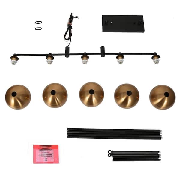 Zevni Large 38.5 in. 5-Light Brass-Plated Island Chandelier Zevni Large 38.5 in. 5-Light Brass-Plated Island Chandelier