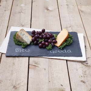 Country Home Slate Cheese Board and Chalk Set Natural Slate with Velvet Backing, Soapstone Chalk