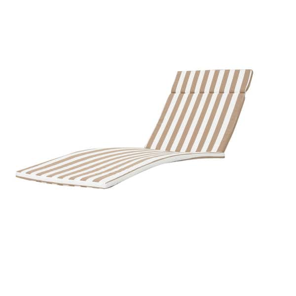 Noble House Miller Brown and White Stripes Outdoor Chaise Lounge Cushion