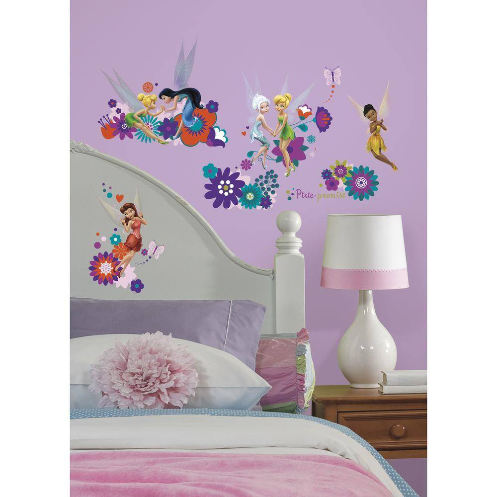 FAIRY STICKERS FAIRIES DECALS X 2 FACING 4" DISNEY TYPE PIXIES WALL ART  RED 