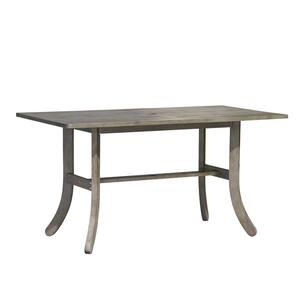 Wood Outdoor Patio Dining Table for 6-Seaters in Grey-washed