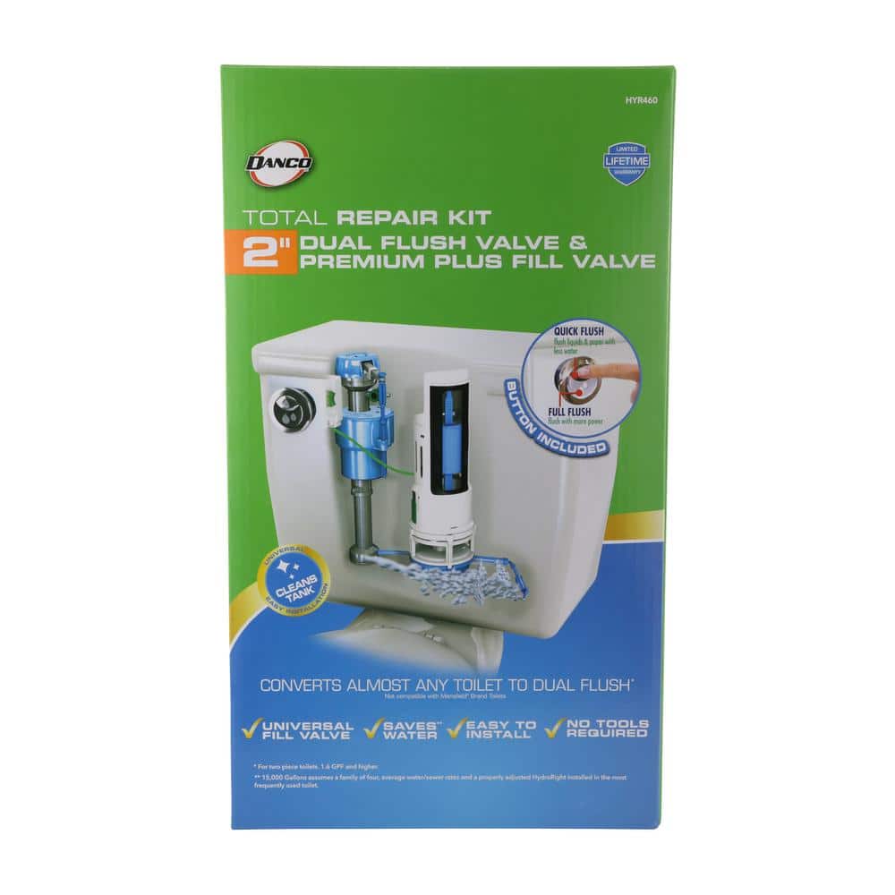 Water-Saving Dual Flush Valve Toilet Repair Kit in Blue and White