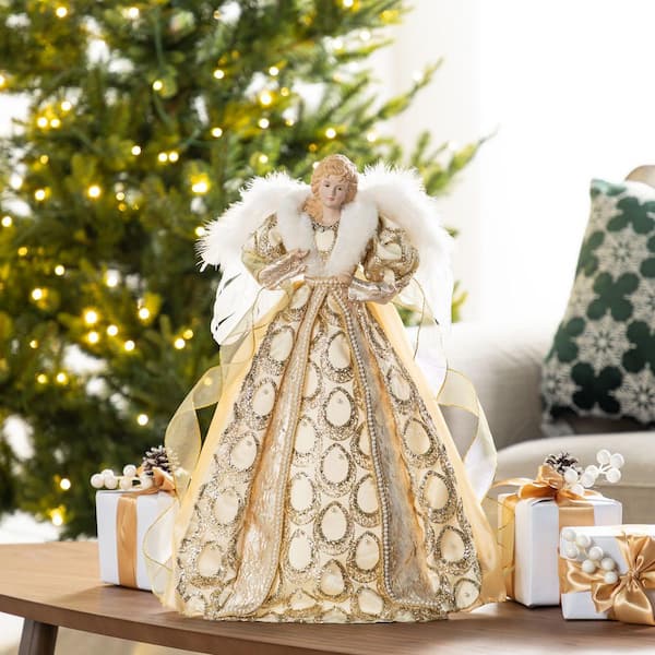 Glitzhome 18.5 in. H Faux Fur & PVC Christmas Elegant Angel Tree Topper with Porcelain Face 2010400018 - The Home Depot Glitzhome 18.5 in. H Faux Fur & PVC Christmas Elegant Angel Tree Topper with Porcelain Face 2010400018 - The Home Depot