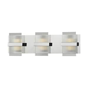 Desiree 24-Watt Polished Chrome with Clear Lined Glass Integrated LED Bath Light