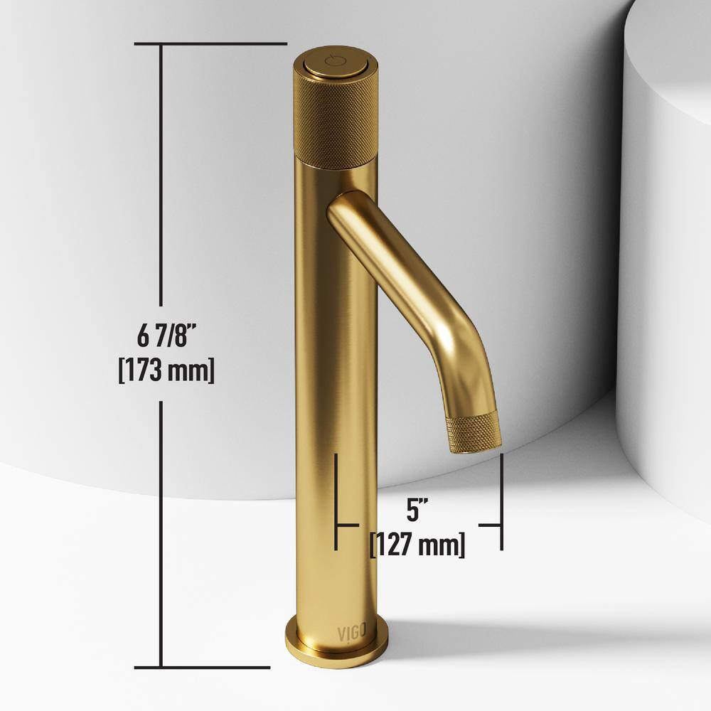 Matte Brushed Gold Single-Hole Bathroom Vessel Faucet