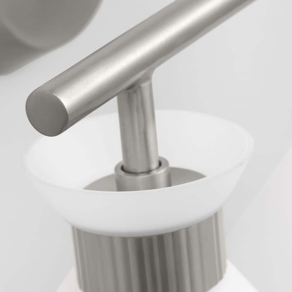 Belcarra Brushed Steel 2-Light Wall Sconce with Etched Glass Shade