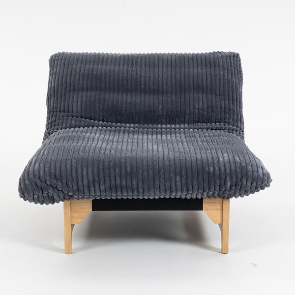 Dark Gray Corduroy Fabric Medium Bean Bag, Living Room and Bedroom Casual Accent Chair, Armless Lazy Sofa