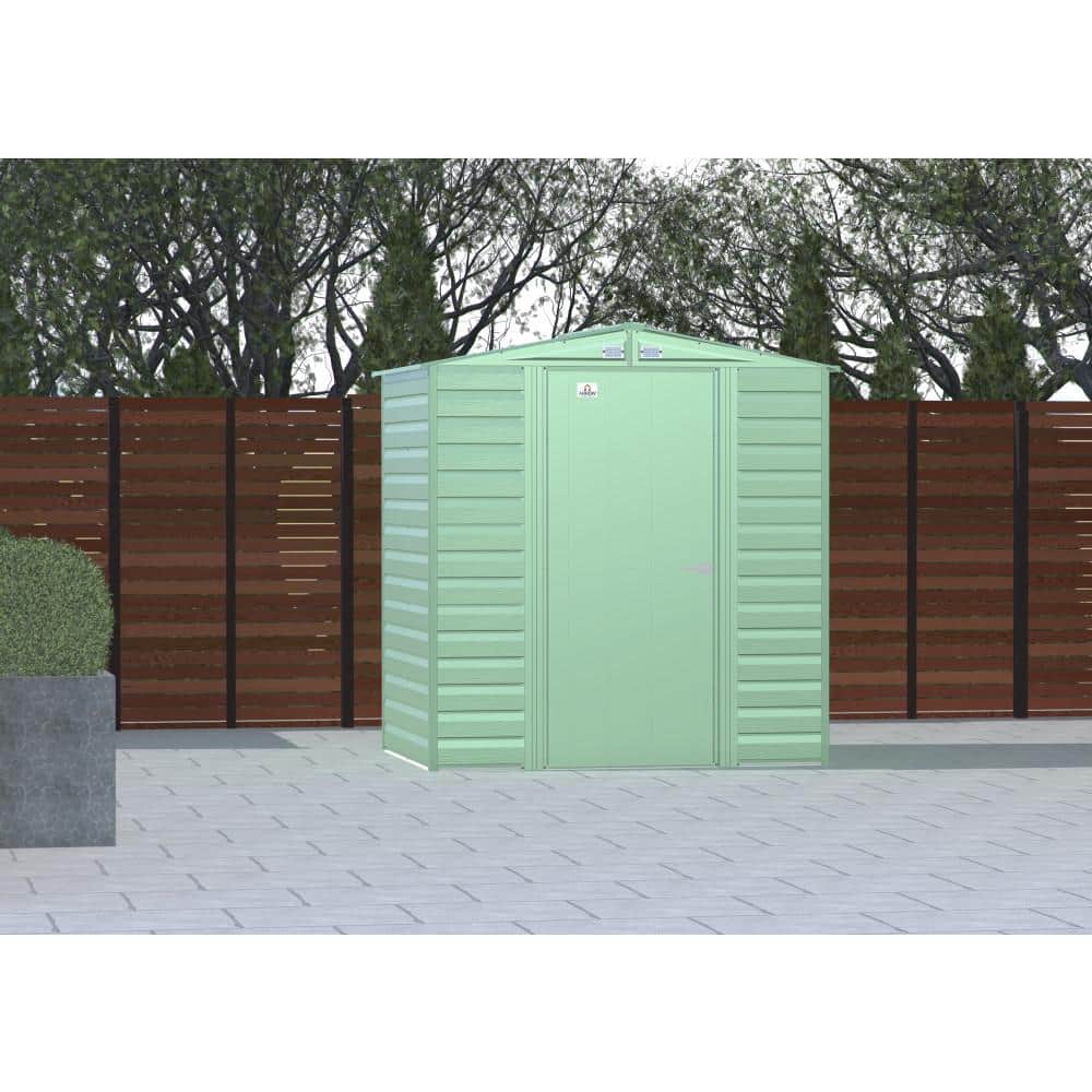 Sage Green 6x5 Steel Peak Roof Storage Shed