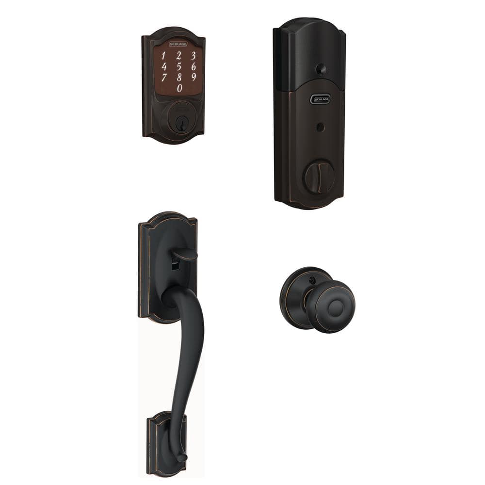 Schlage Camelot Aged Bronze Sense Smart Door Lock and Camelot Aged