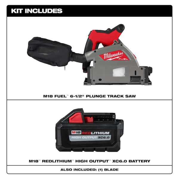 M18 FUEL 18V Lithium-Ion Cordless Brushless 6-1/2 in. Plunge Cut Track Saw with (1) 6.0 Ah Battery