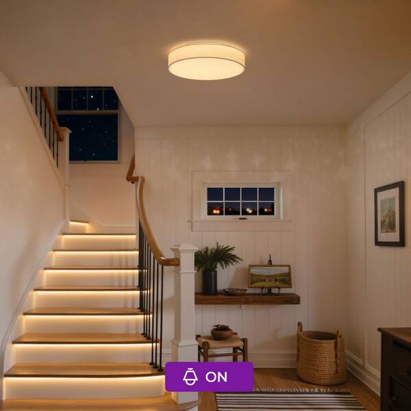 TOZING 15 in. Modern White Round Satin Integrated LED Flush Mount