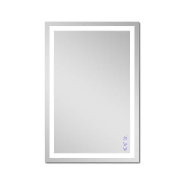 32 in. W x 48 in. H LED Light Rectangular Modern Frameless Wall Bathroom Mirror White