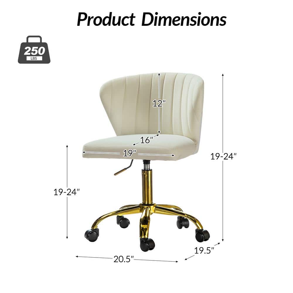 Ivory Adjustable Swivel Task Chair with Gold Metal Base