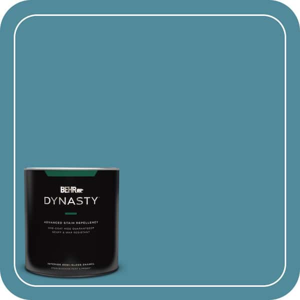 BEHR DYNASTY 1 qt. #S460-5 Blue Square One-Coat Hide Semi-Gloss Enamel Interior Stain-Blocking Paint and Primer