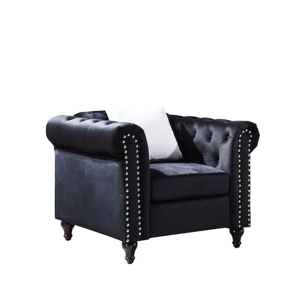 Unbranded Black Black Arm Chair with One White Pillow