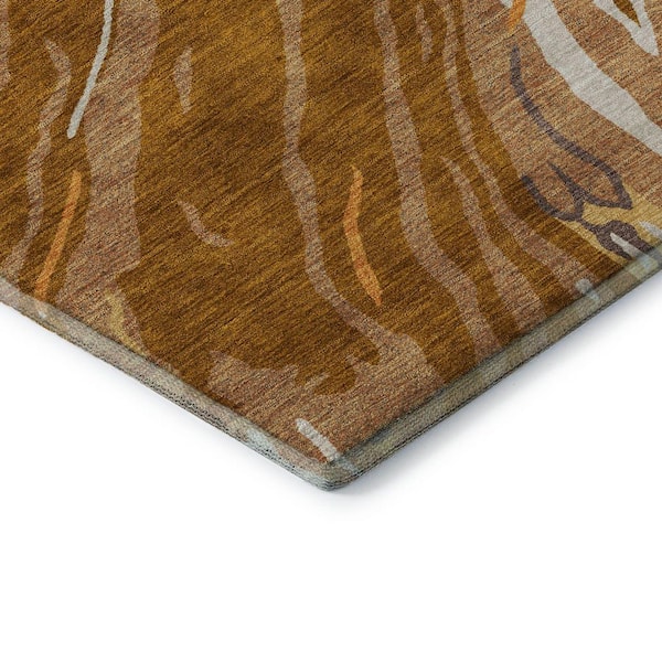 Mayfield Premium Machine Washable Abstract AMF1037 Paprika 8 ft. x 10 ft. Area Rug