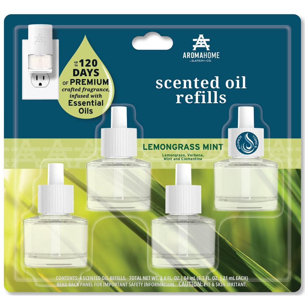AROMAHOME BY SLATKIN & CO AromaHome Lemongrass Mint Scented Oil Refill  Plug-In Air Freshener Refill (4-Pack) HD-AHRF4-LM - The Home Depot