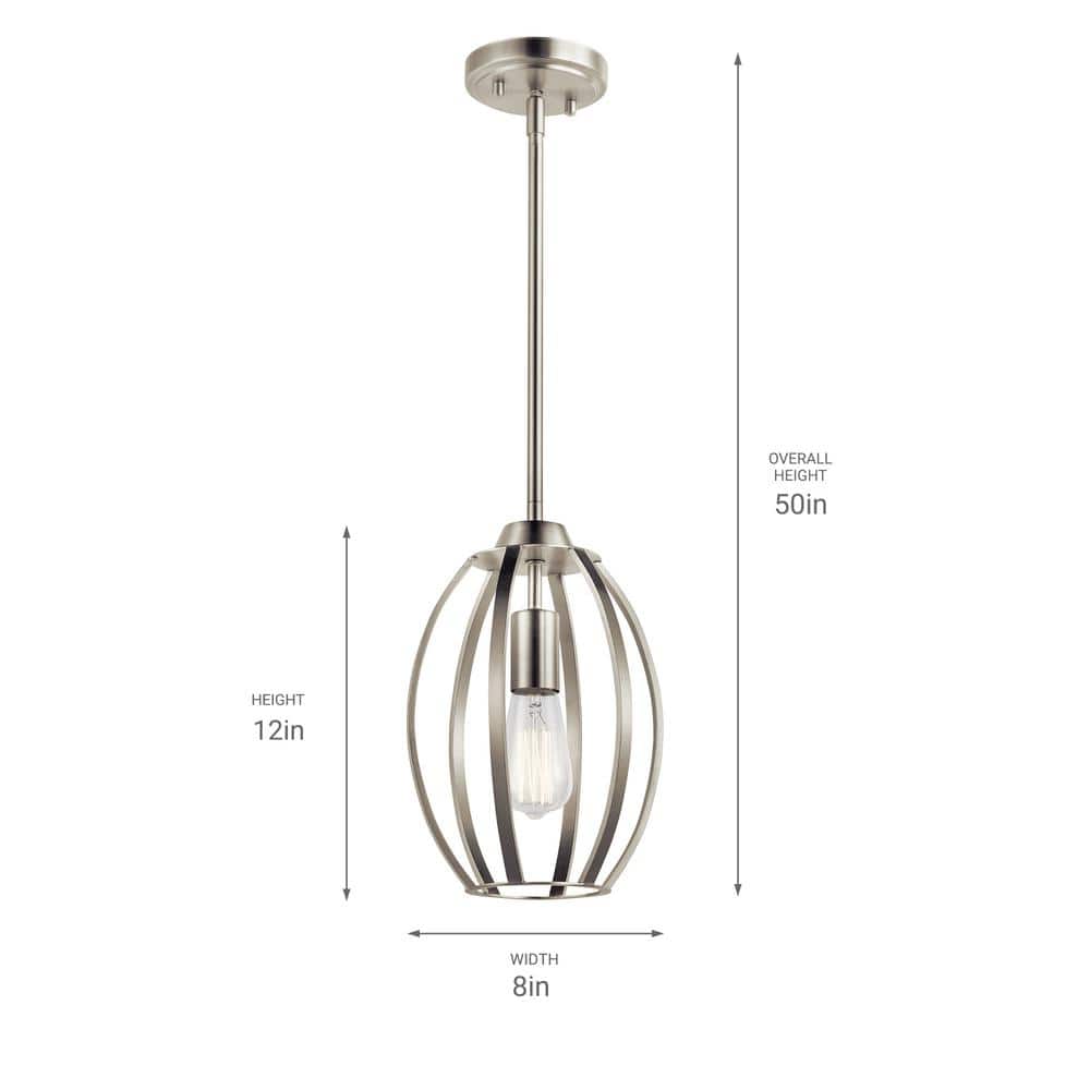 Tao 8" Brushed Nickel Modern Pendant Light