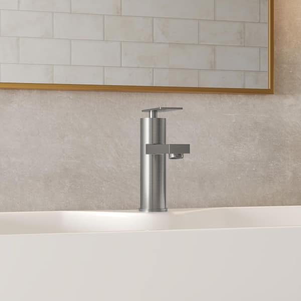 6 in. Single Handle Single Hole Bathroom Faucet with Pop-Up Drain and Spot Resistant 1.2 GPM in Brushed Nickel