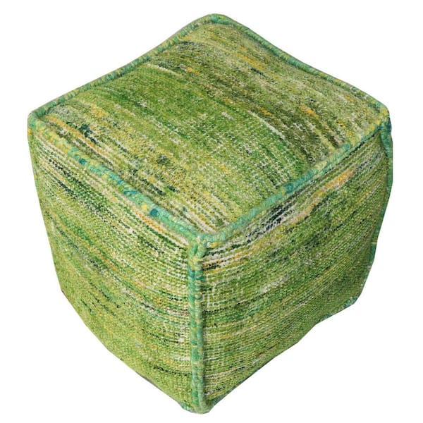 Green Fabric Specialty Cube Ottoman