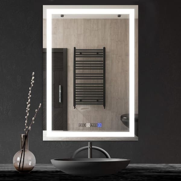 Fab Glass and Mirror 30 in. x 40 in. LED Modern Rectangle Frameless Decorative Mirror Wall Mounted Anti-Fog and Dimmer Touch Sensor