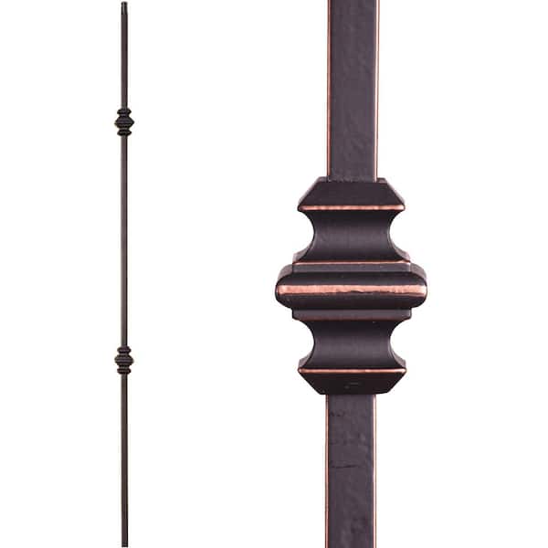HOUSE OF FORGINGS Versatile 44 in. x 0.5 in. Oil Rubbed Copper Double Knuckle Solid Wrought Iron Baluster